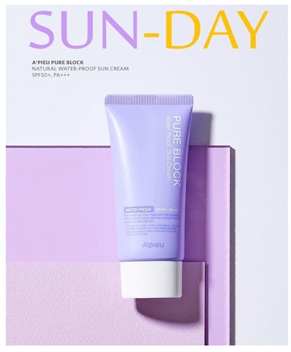 A'PIEU Pure Block Waterproof Sun Cream SPF50+/PA+++ 50ml Voděodolný opalovací krém pro každodenní použití