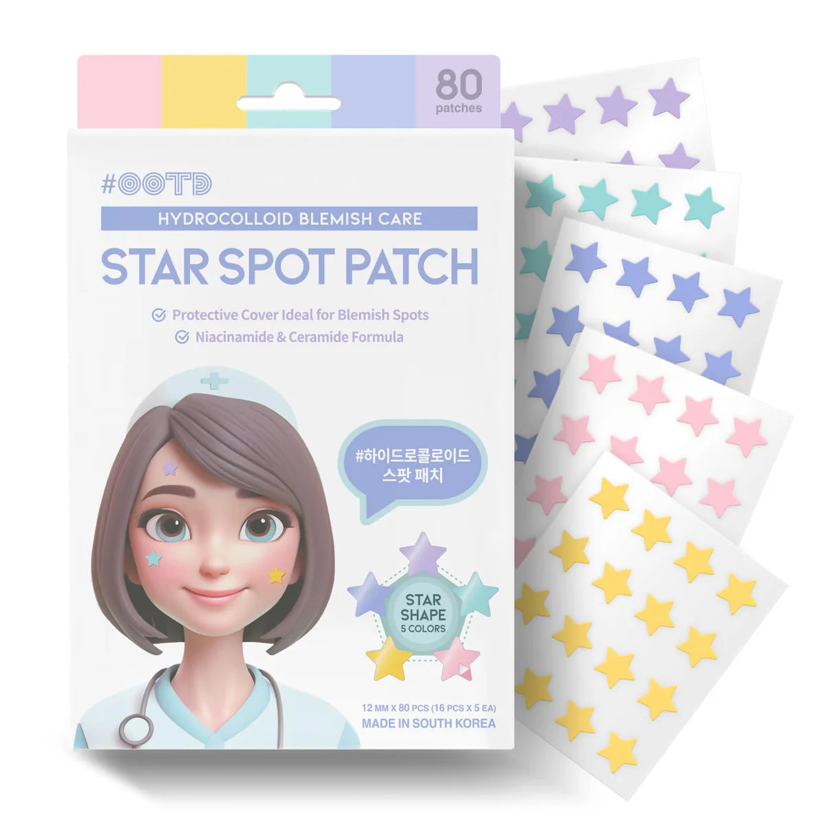 OOTD Hydrocolloid Star Spot Patch 80ks - Hvězdičkové náplasti na akné