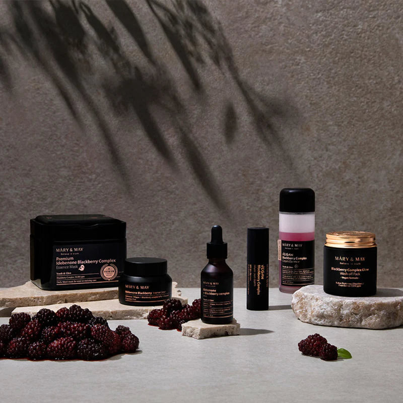 MARY&MAY Premium Idebenone Blackberry Complex Essence Mask 20ks - Jednorázová revitalizační pleťová maska