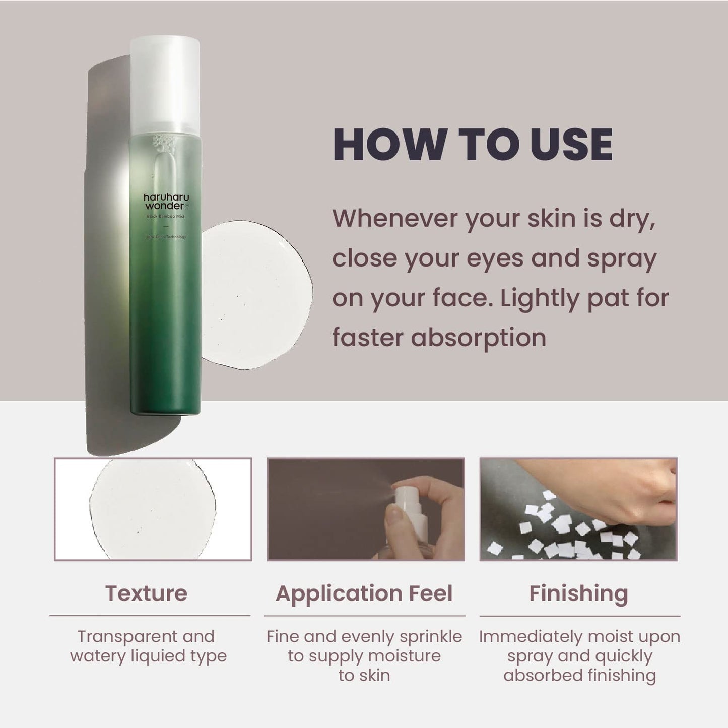 HARUHARU WONDER Black Bamboo Mist 150ml- Hydratační pleťová mlha s extraktem z černého bambusu