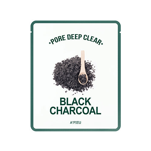 A'PIEU Pore Deep Clear Black Charcoal Mud Mask - jednorázová bavlněná maska s černým uhlím, 1ks