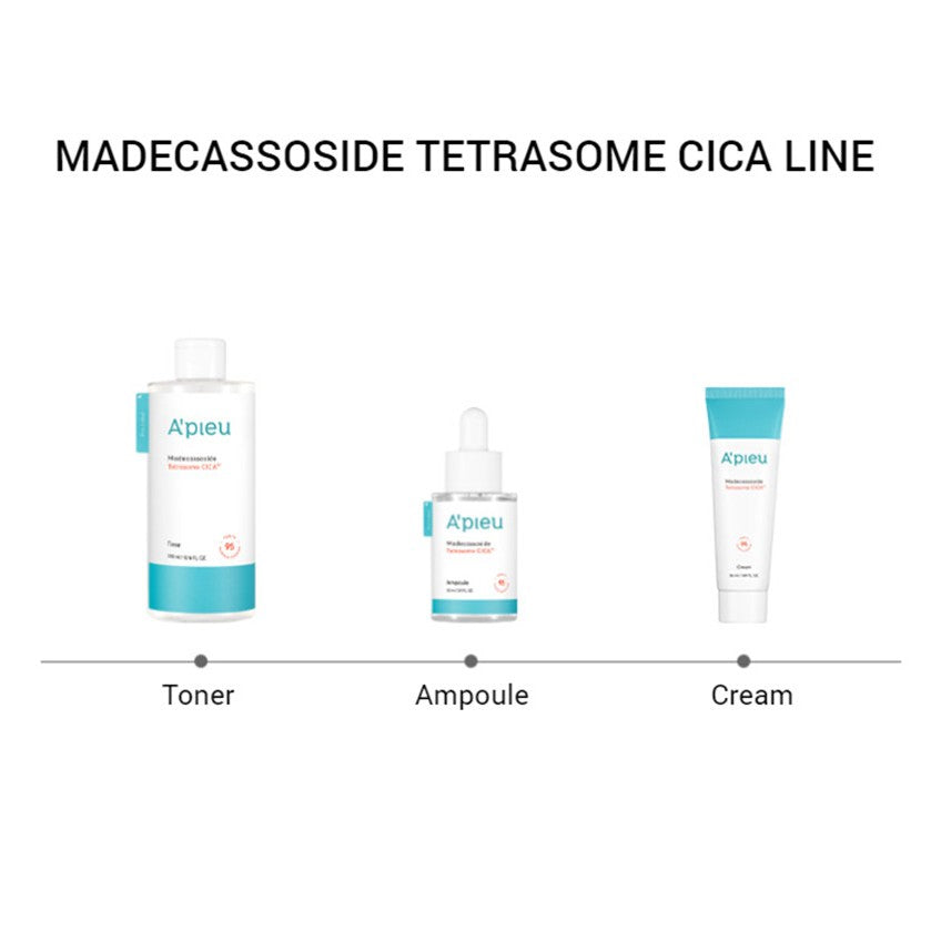 A'PIEU Madecassoside Tetrasome Cica Toner 300ML- hydratační a zklidňující pleťový toner s pupečníkem asijskýml