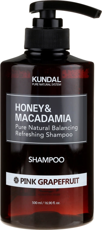 KUNDAL Honey & Macadamia Pure Natural Shampoo (Pink Grapefruit) 500ml- přírodní vlasový šampón na suché a poškozené vlasy