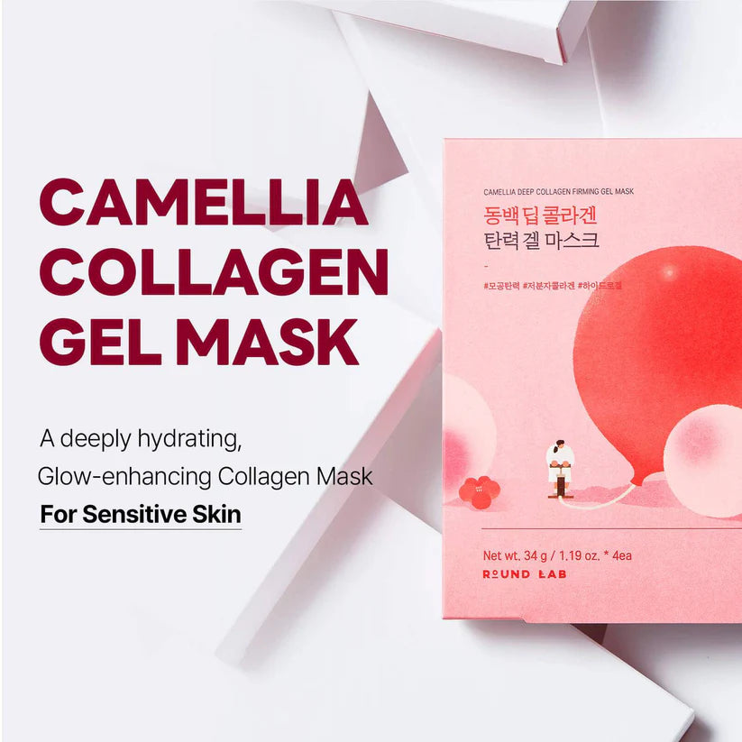 ROUND LAB Camellia Deep Collagen Firming Gel Mask 34g - Zpevňující gelová maska s kamélií a kolagenem