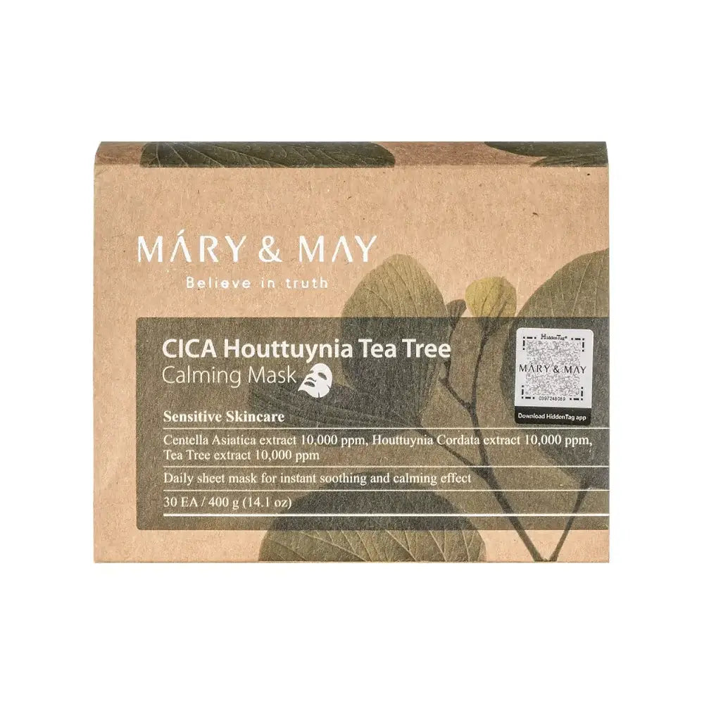 MARY&MAY Cica Houttuynia Tea Tree Calming Mask 30ks- Jednorázové zklidňující masky s tea tree
