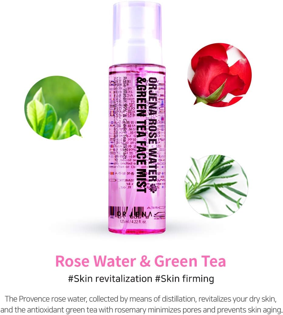 ORJENA Rose Water & Green Tea Face Mist  125ml- hydratační a zklidňující pleťová mlha
