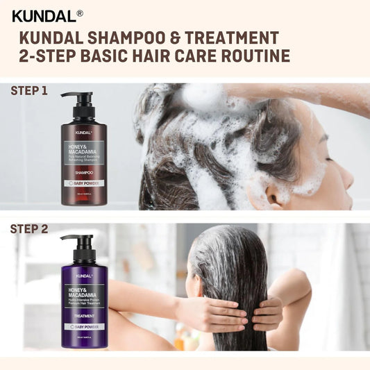 KUNDAL Honey & Macadamia Pure Natural Shampoo (Amber Vanilla) 500ml- přírodní vlasový šampón na suché a poškozené vlasy