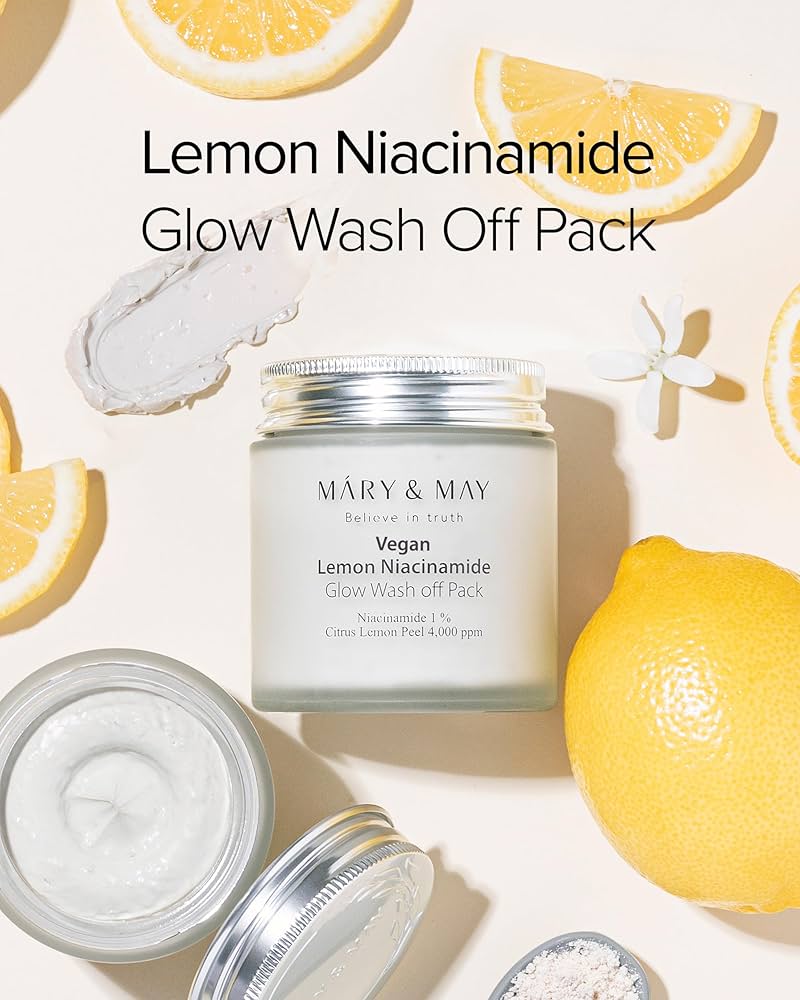 MARY&MAY Lemon Niacinamid Glow Wash Off Pack 125ml - Rozjasňující jílová maska s niacinamidem