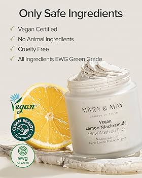 MARY&MAY Lemon Niacinamid Glow Wash Off Pack 125ml - Rozjasňující jílová maska s niacinamidem