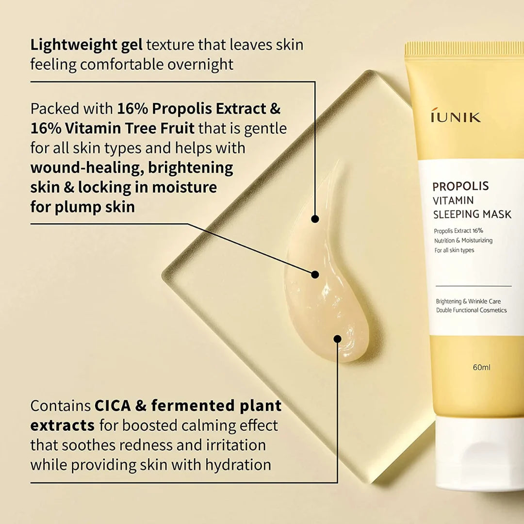 iUNIK Propolis Vitamin Sleeping Mask 60ml - Noční hydratační maska s propolisem a vitamíny