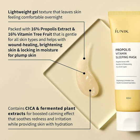 iUNIK Propolis Vitamin Sleeping Mask 60ml - Noční hydratační maska s propolisem a vitamíny