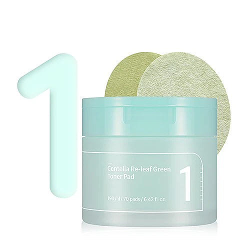 NUMBUZIN No.1 Centella Re-leaf Green Toner Pad 70ks - Zklidňující pleťové tampony s pupečníkem asijským