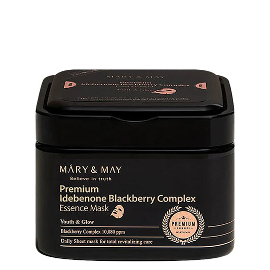 MARY&MAY Premium Idebenone Blackberry Complex Essence Mask 20ks - Jednorázová revitalizační pleťová maska