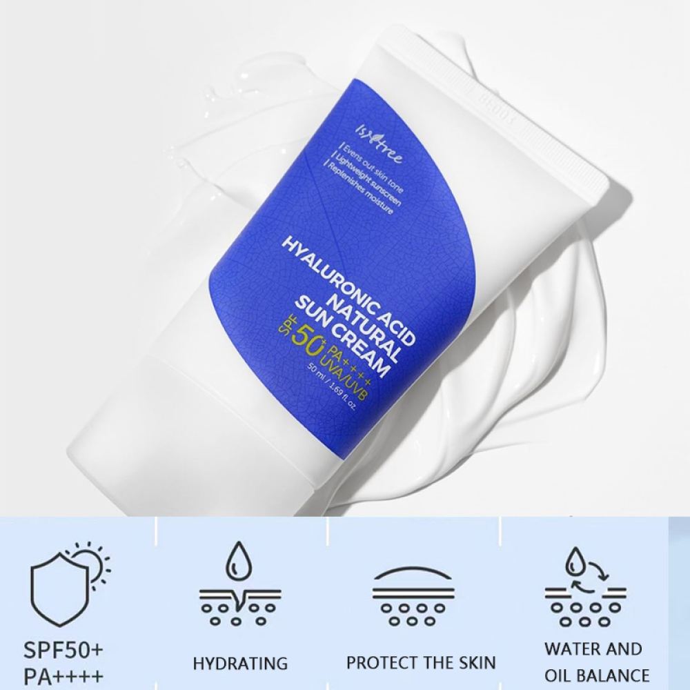 INSTREE Hyaluronic Acid Natural Sun Cream SPF50+ PA++++   50ml    Minerální krém na opalování pro citlivou pleť