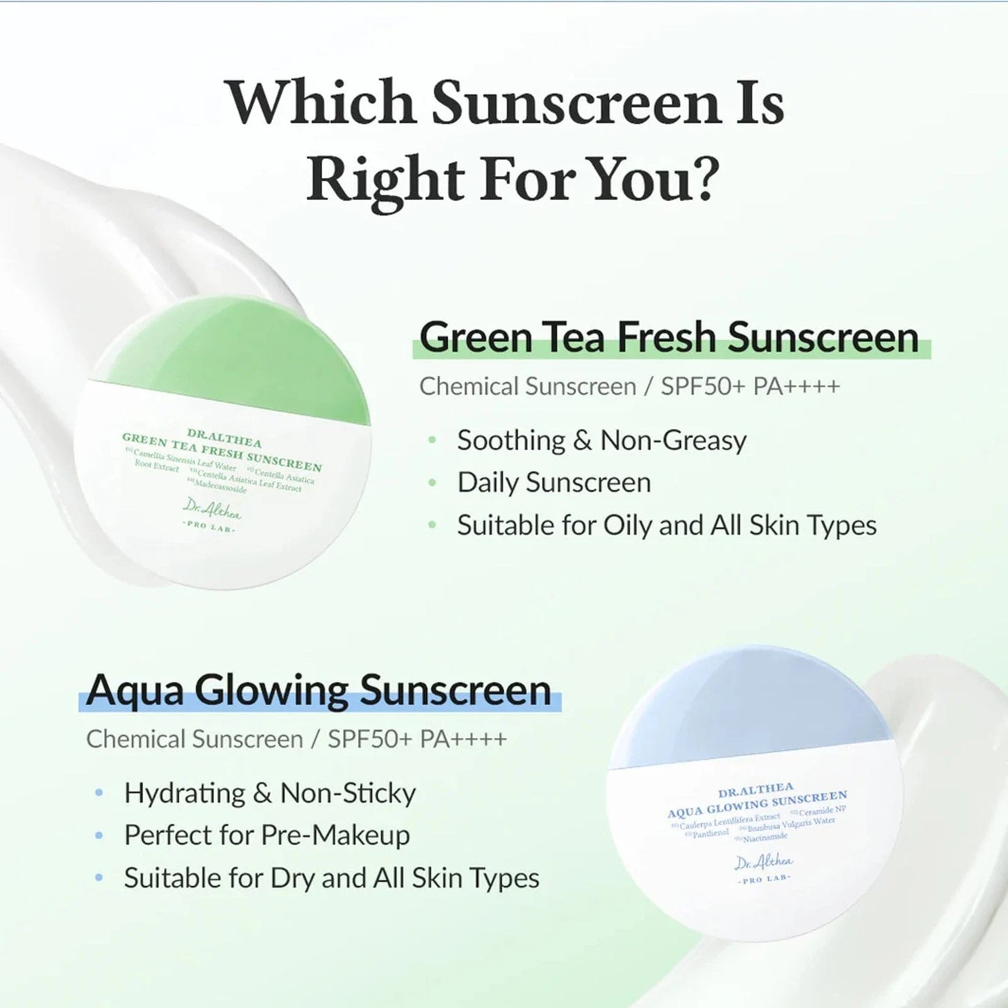 Dr. Althea Green Tea Fresh Sunscreen - Lehký zklidňující krém se zeleným čajem a s UV ochranou