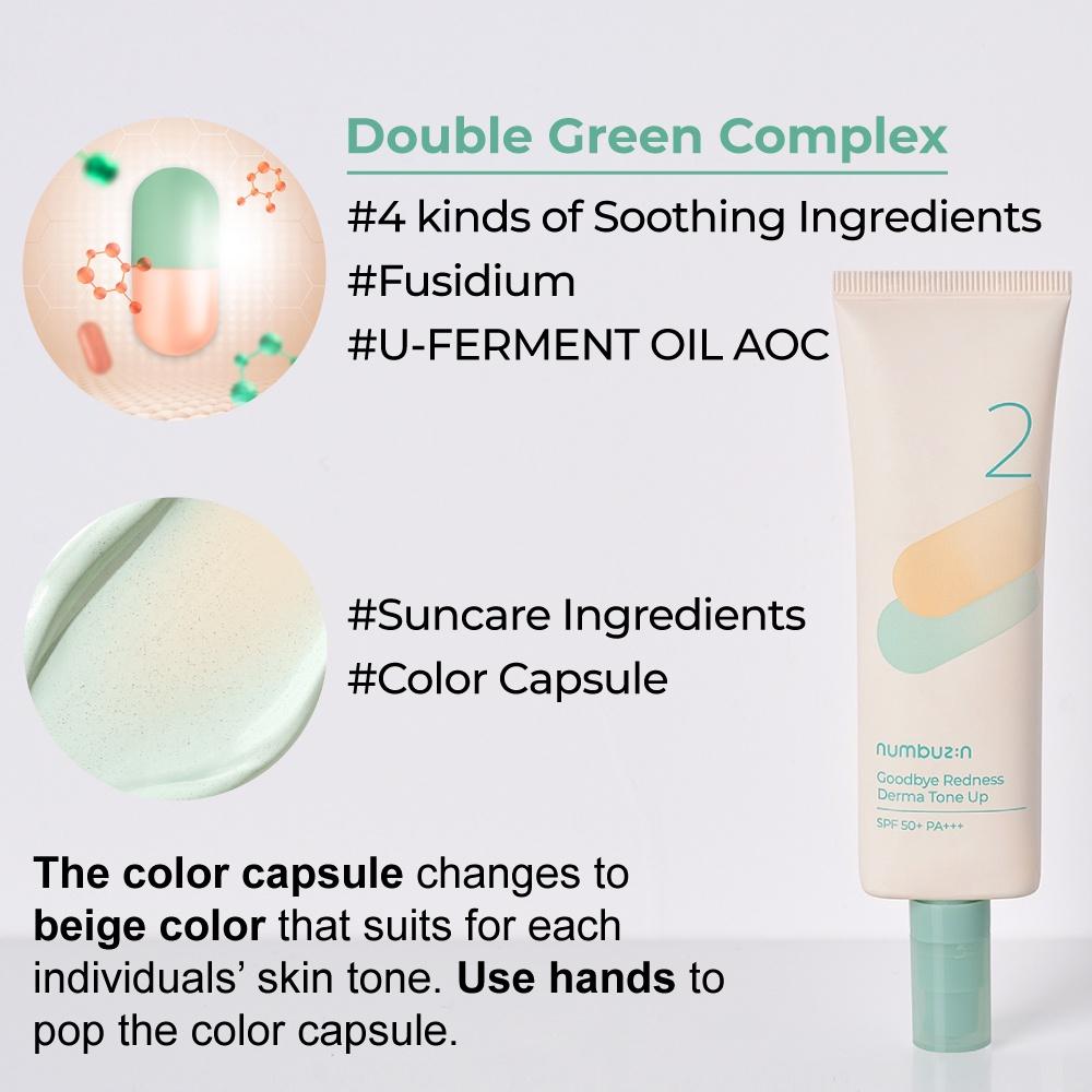 NUMBUZIN No.2 Goodbye Redness Derma Tone Up 50ml- Tónovací make-up proti zarudnutí 50ml