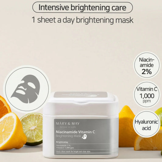 MARY&MAY Niacinamide Vitamin C Brightening Mask 30ks- Jednorázové rozjasňující masky s vitamínem C