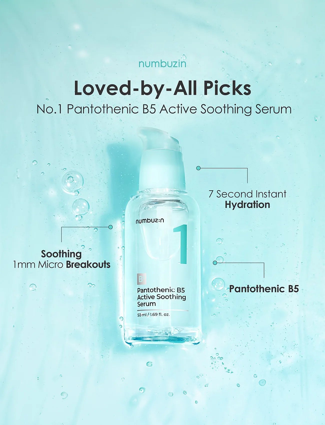 NUMBUZIN No.1 Pantothenic B5 Active Soothing Serum  50ml- Zklidňující hydratační sérum s panthenolem