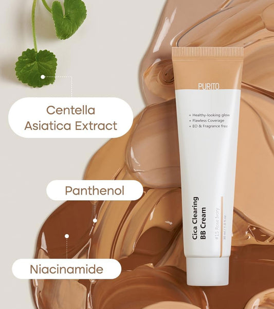 PURITO Cica Clearing BB Cream - Zklidňující BB krém s pupečníkem asijským