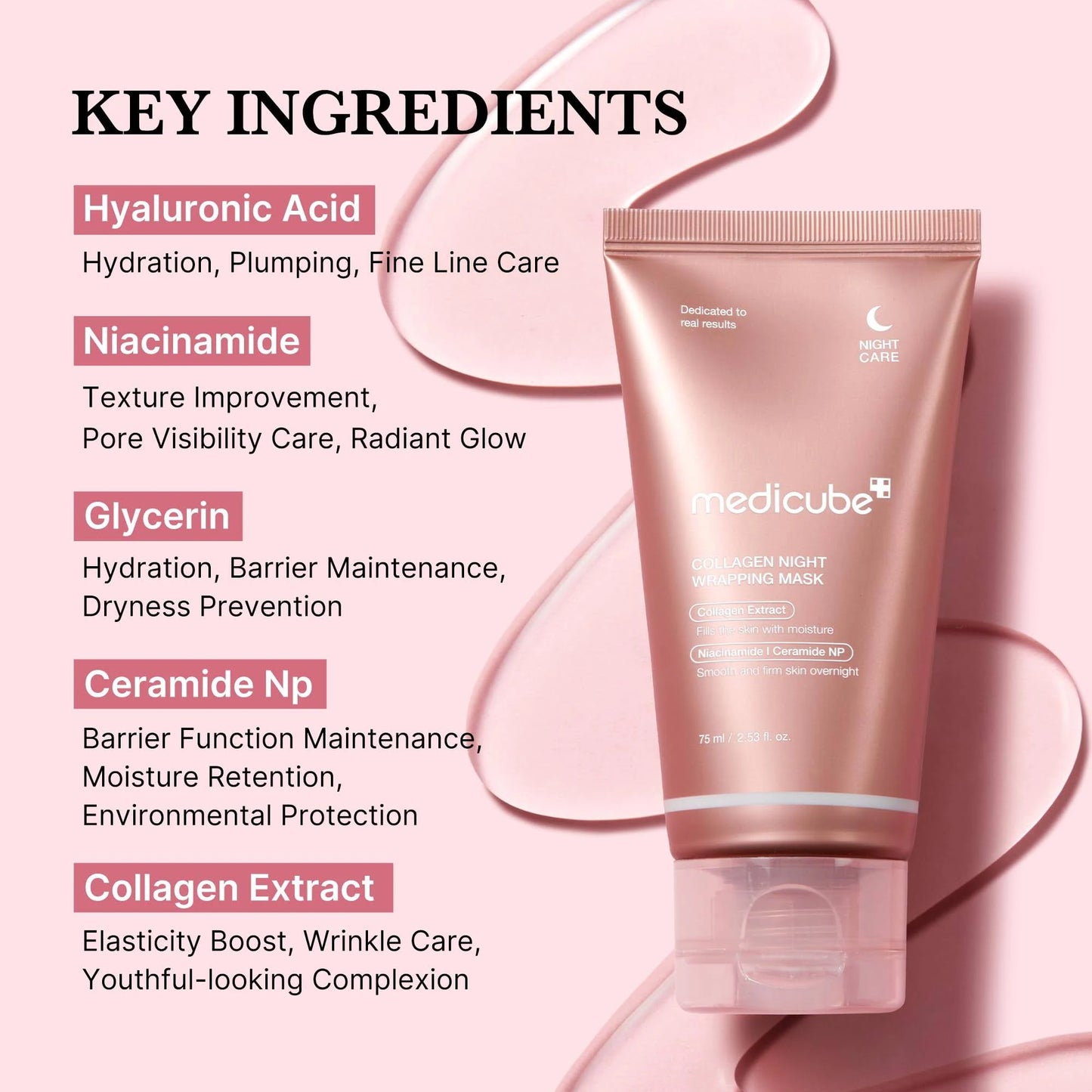 MEDICUBE Collagen Night Wrapping Mask 75ml- Noční maska s kolagenem pro zpevnění a hydrataci pleti