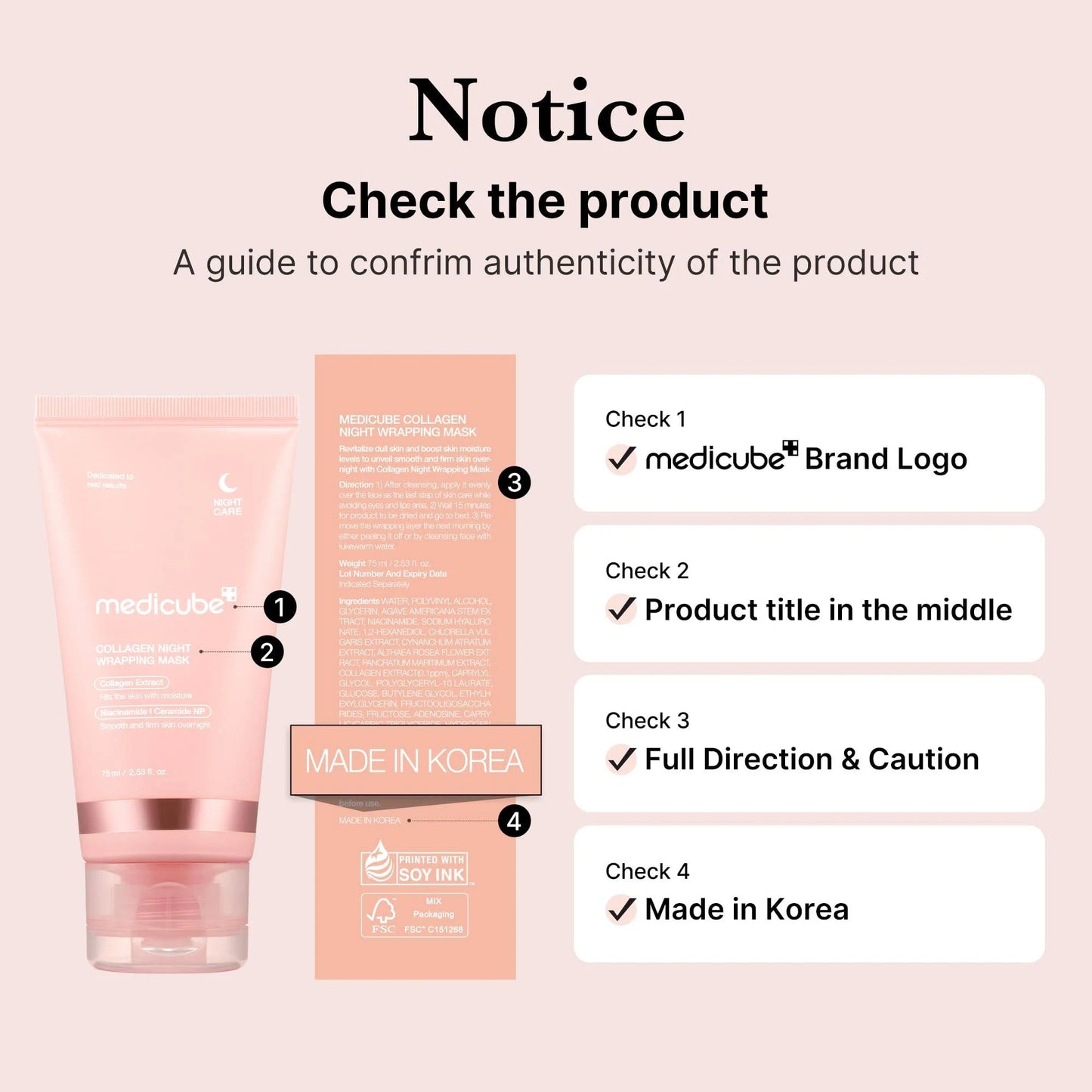 MEDICUBE Collagen Night Wrapping Mask 75ml- Noční maska s kolagenem pro zpevnění a hydrataci pleti