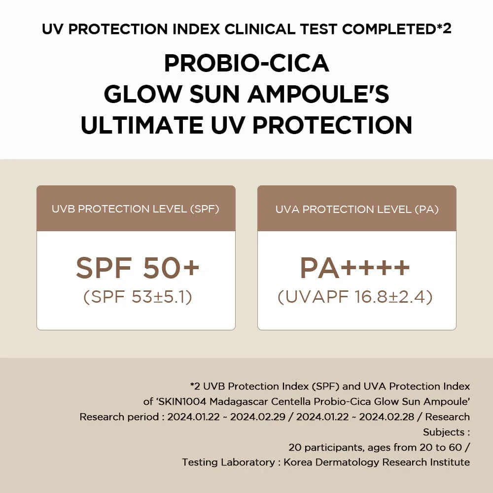 SKIN1004 Madagascar Centella Probio-Cica Glow Sun Ampoule SPF50+ PA++++ 50ml - Krémové sérum s probiotiky a UV ochranou