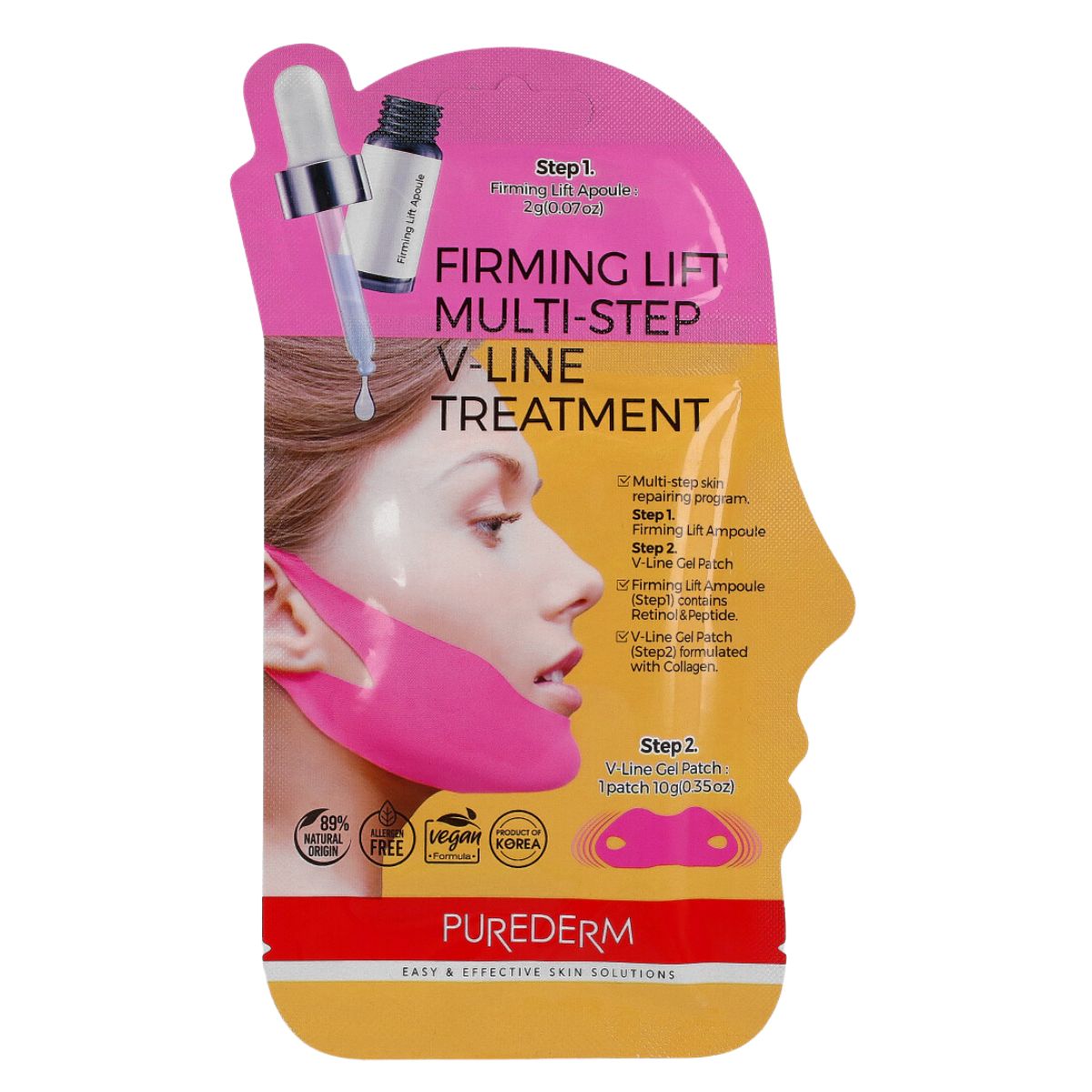 PUREDERM Firming Lift Multi-step V-Line Treatment - liftingová 2fázová maska na kontury , 1ks